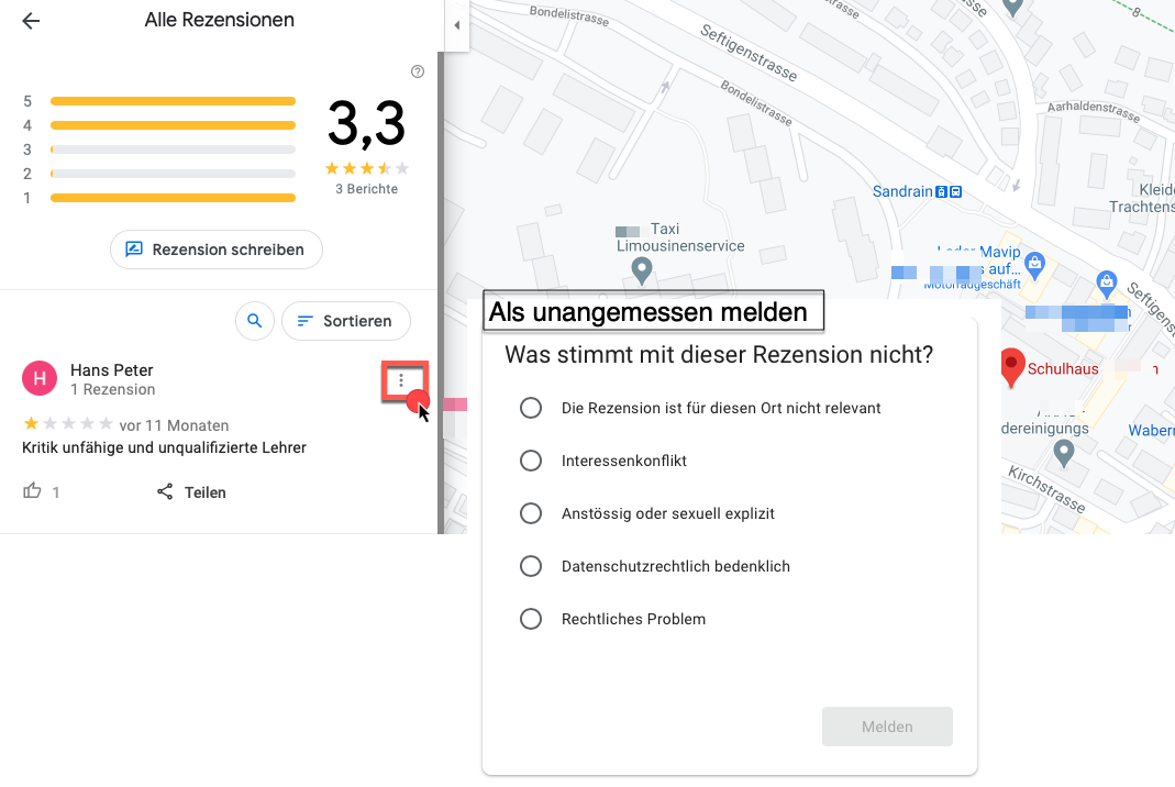 google maps kommentar unangemessen 1